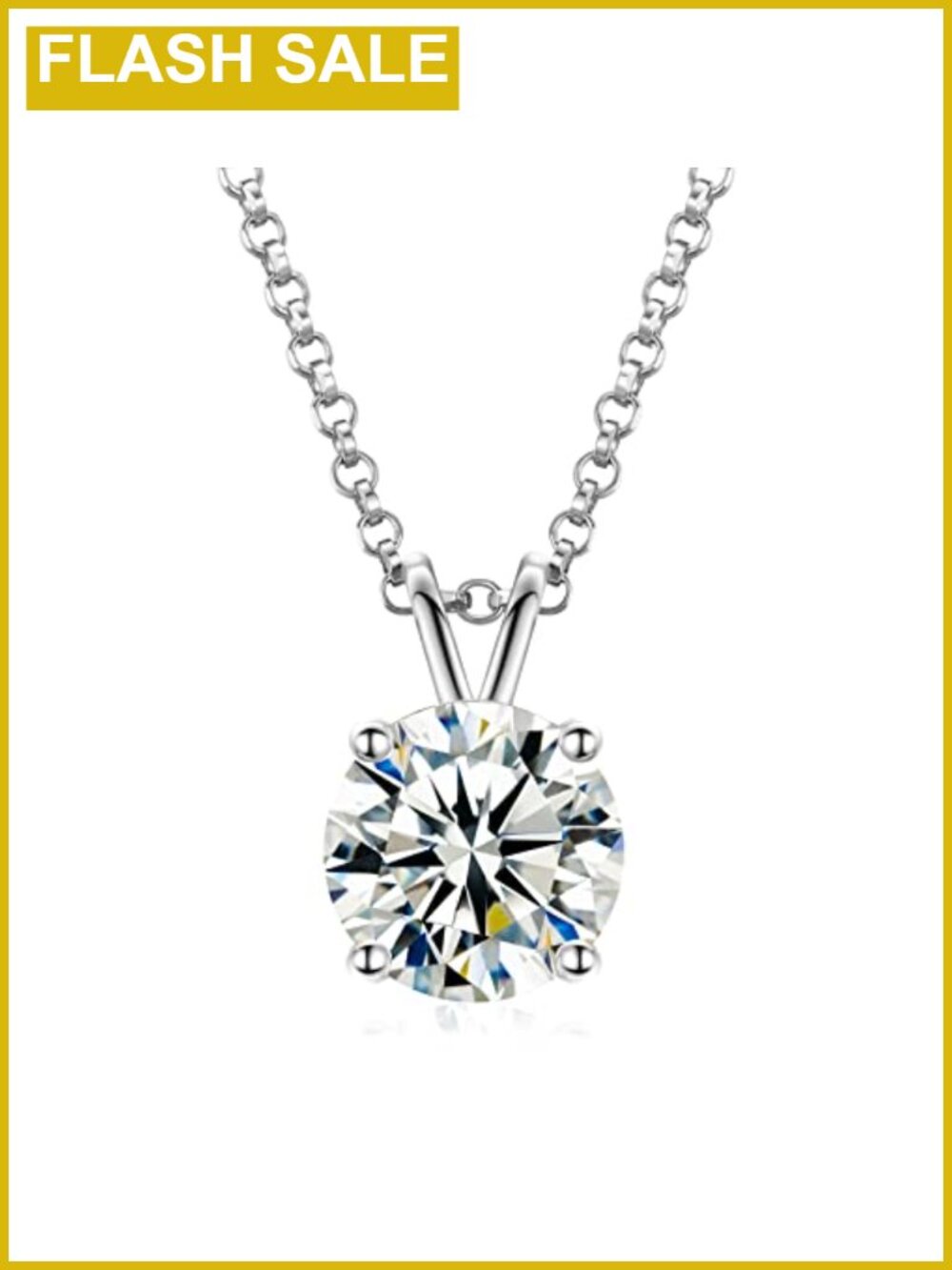 Moissanite Solitaire Necklace 18K Gold Vermeil 925 Sterling Silver Dainty